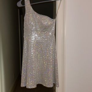 Dillards sequin one shoulder mini dress NWOT. Super fun for disco/retro themes!